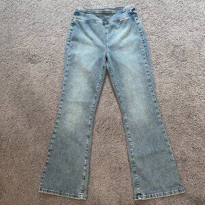 WE THE FREE FP FREE PEOPLE MY FEELINGS MID RISE CROP BOOT CUT FLARE JEANS - S